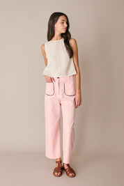 Wide-leg trousers with contrast trim