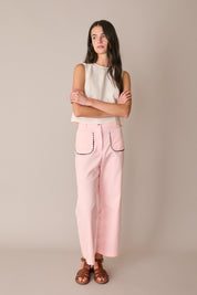 Wide-leg trousers with contrast trim