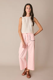 Wide-leg trousers with contrast trim