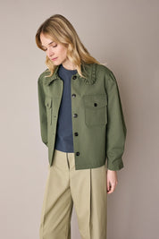 Giacca in cotone ripstop con colletto volant