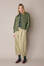 Giacca in cotone ripstop con colletto volant