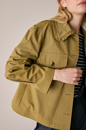 Giacca in cotone ripstop con colletto volant