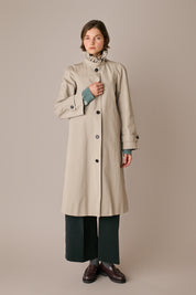 Ruffled collar trench coat