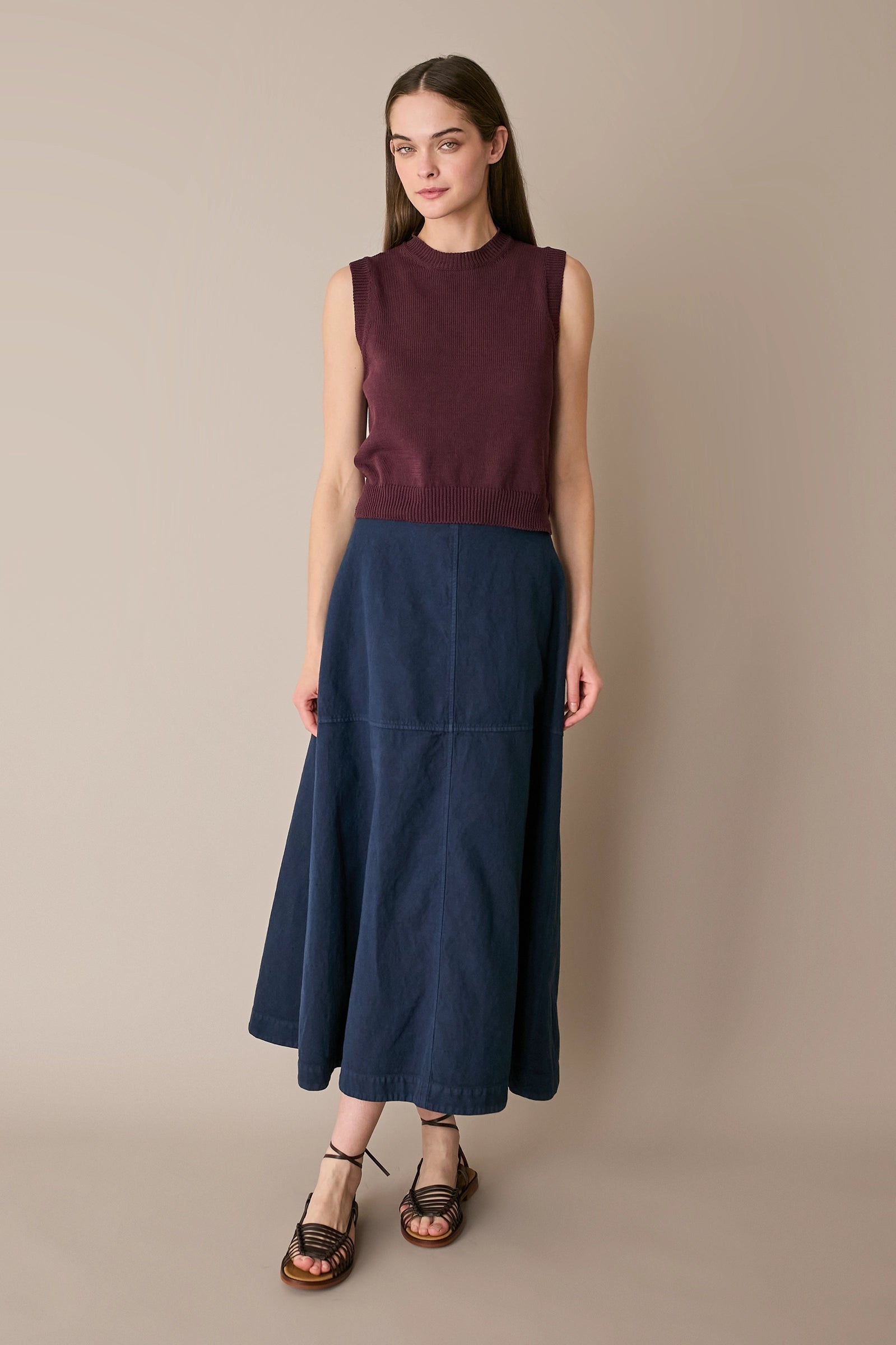 Gonna casual in blend di lino
