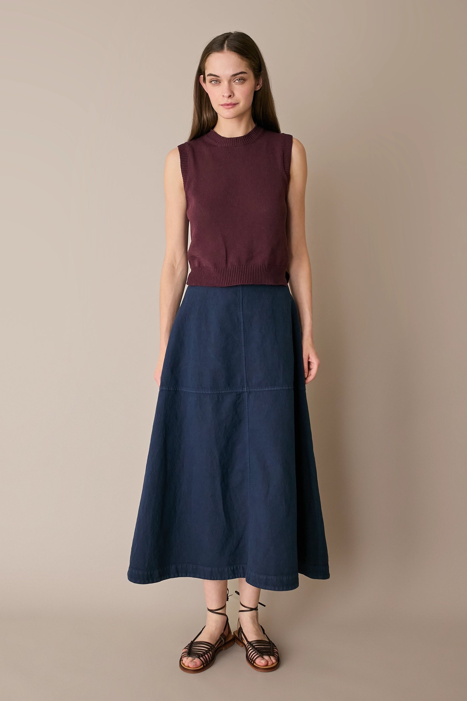 Gonna casual in blend di lino