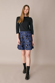 Gonna in denim con ricami paillettes
