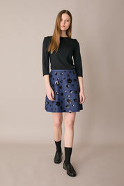 Gonna in denim con ricami paillettes