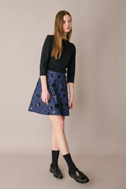 Gonna in denim con ricami paillettes