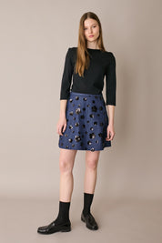 Gonna in denim con ricami paillettes