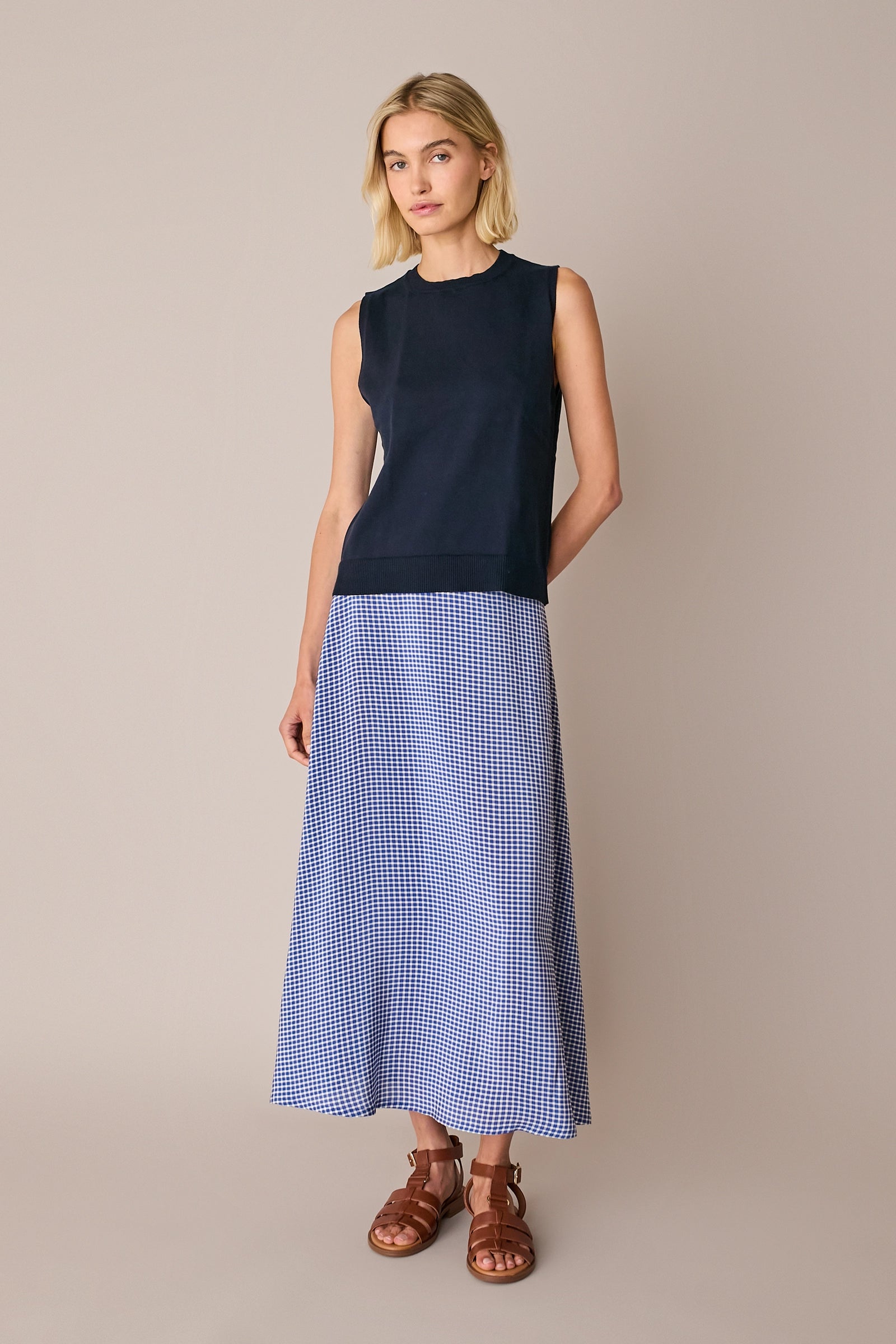 Checked fluid maxi skirt