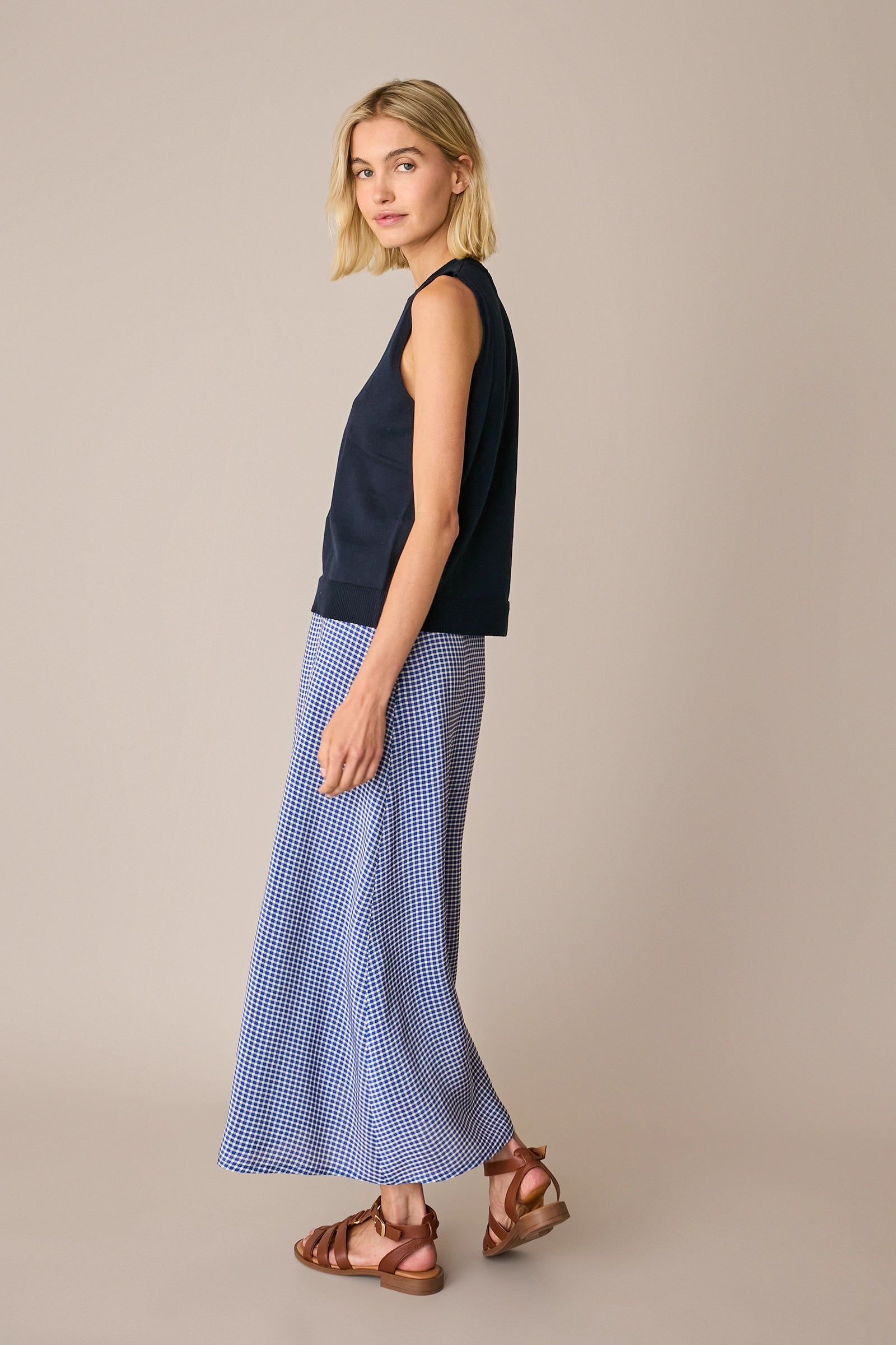 Checked fluid maxi skirt