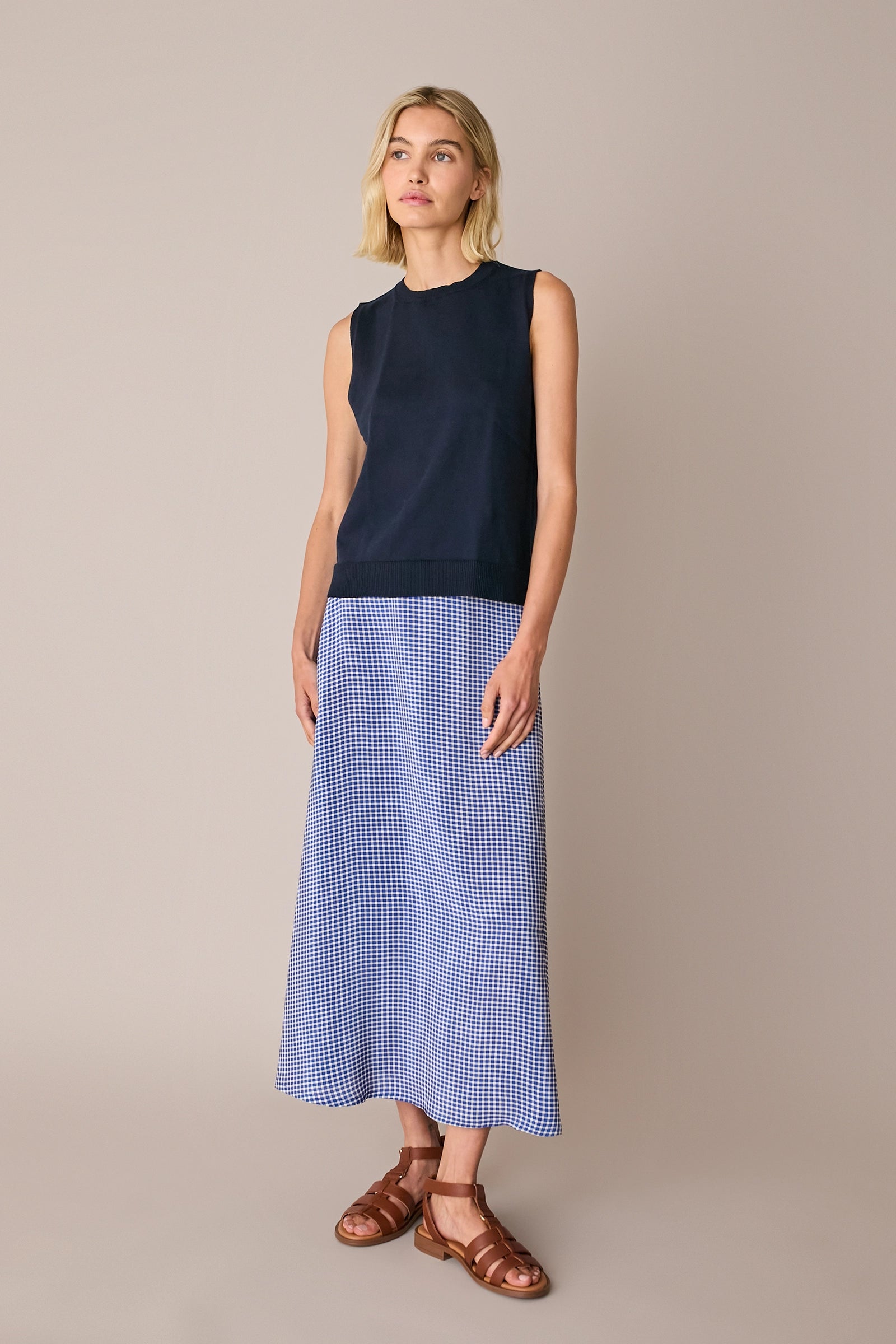 Checked fluid maxi skirt