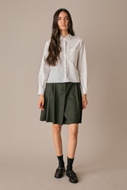 camicia con colletto stondato, made in italy, bianco