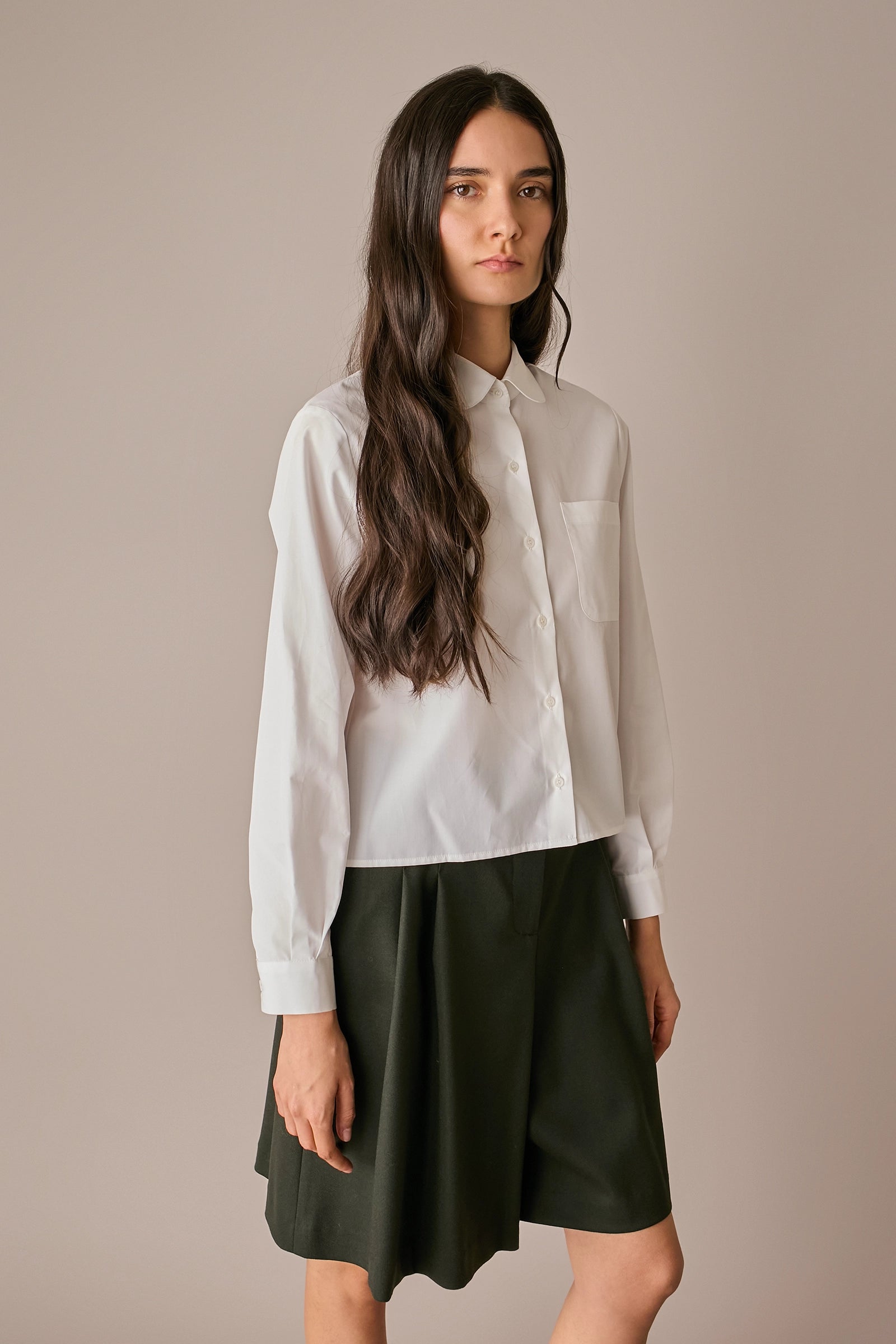 camicia con colletto stondato righine bianco-azzurro, colletto stondato