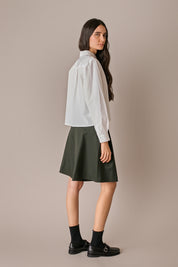 camicia con colletto stondato righine bianco-azzurro, made in italy