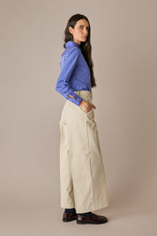 camicia classica in cotone elasticizzato, made in italy, righe blu-bianco