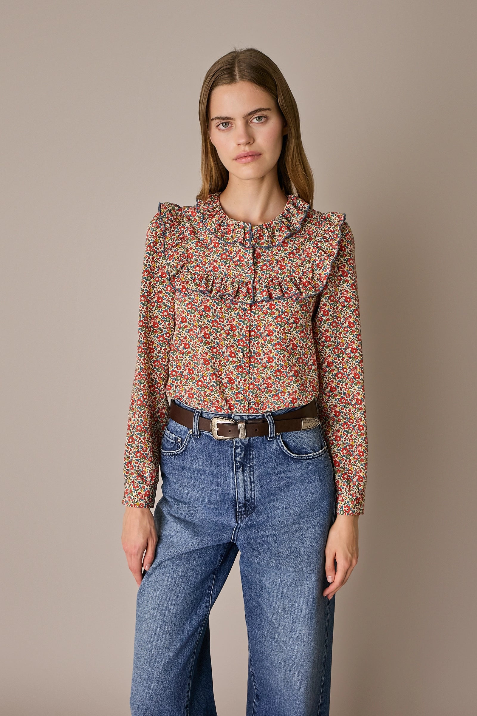 Camicia in seta con volant – Made with Liberty Fabrics