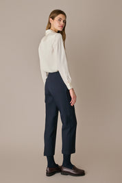 Camicia in seta stretch con colletto stondato