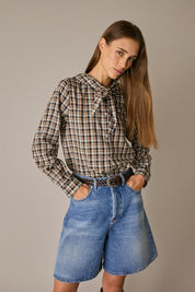 Camicia in seta con colletto foulard