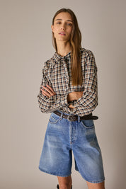 Camicia in seta con colletto foulard