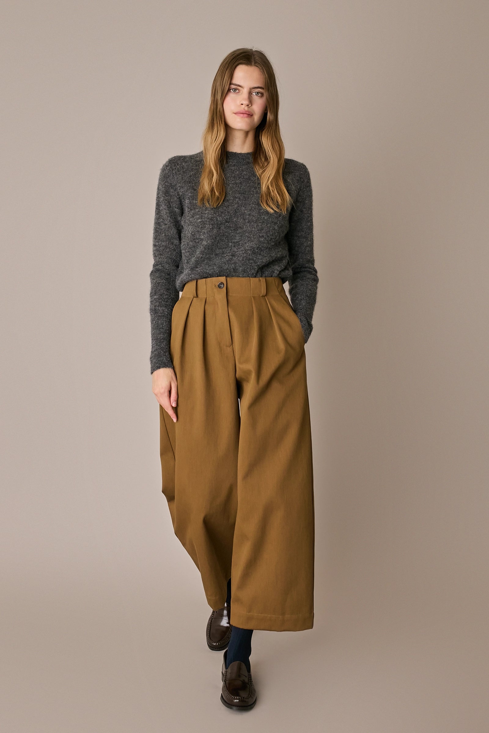 Pantaloni balloon in gabardine di cotone