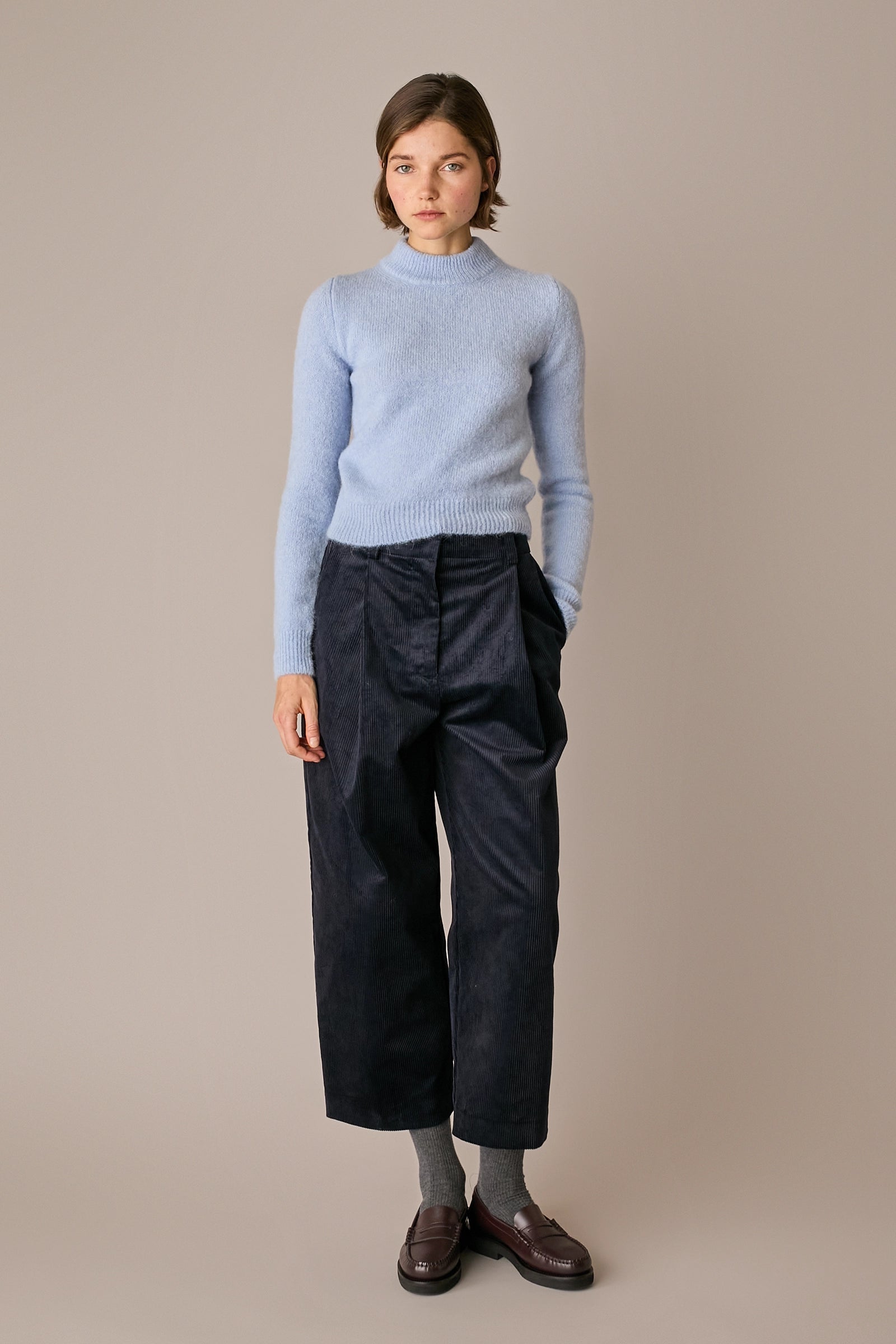 Pantaloni wide-leg in velluto a coste