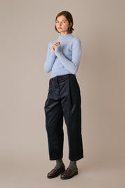pantaloni wide-leg in velluto a coste, gamba ampia, blu navy