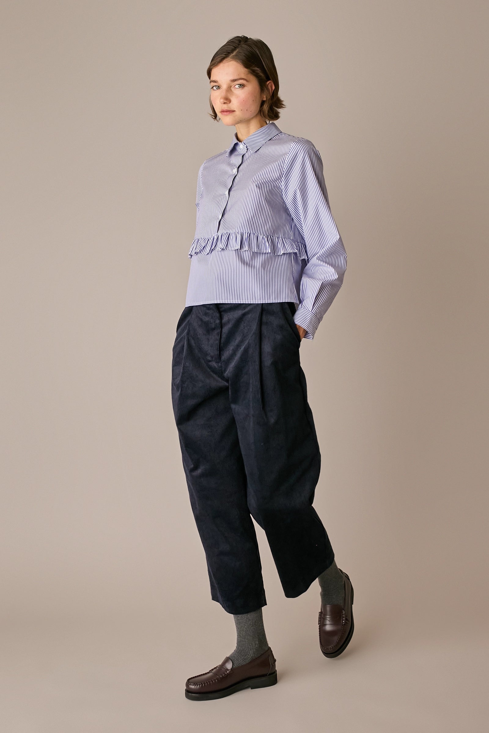 Pantaloni wide-leg in velluto a coste