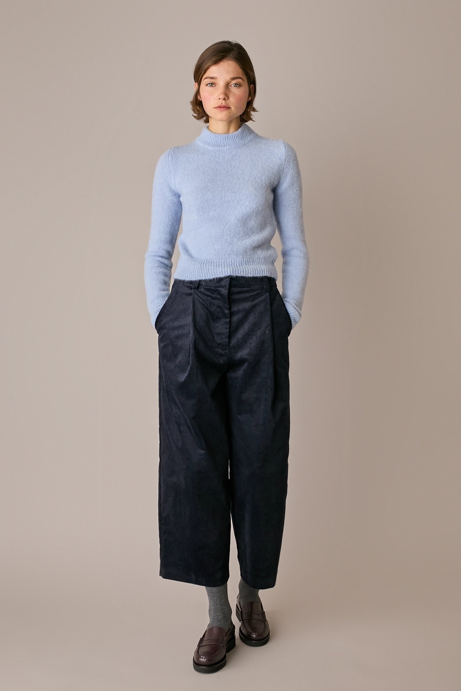 Pantaloni wide-leg in velluto a coste