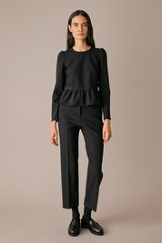 Pantaloni in lana stretch con piega