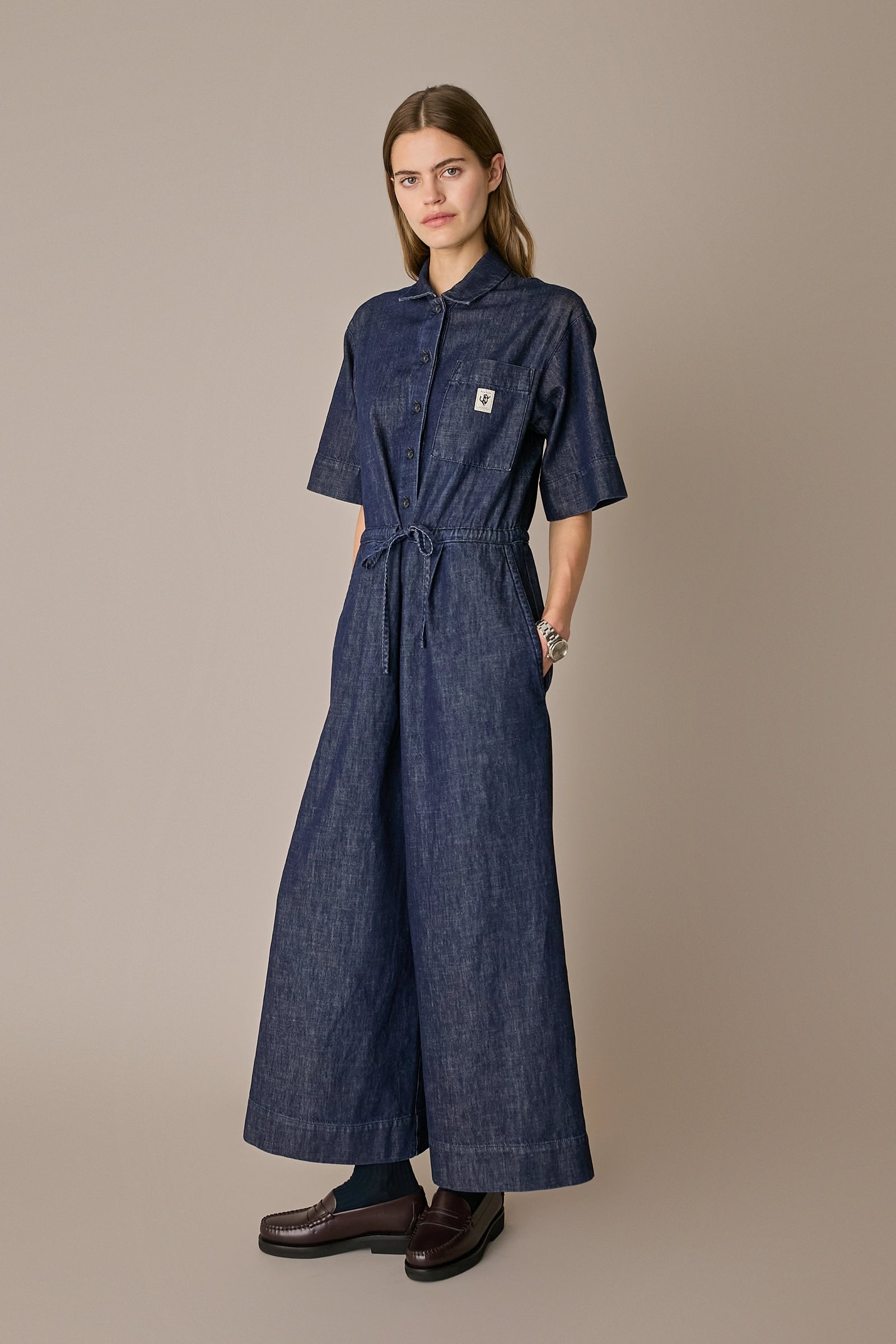 Tuta in denim leggero – Everyday Wear denim, gamba ampia e struttura in denim leggero