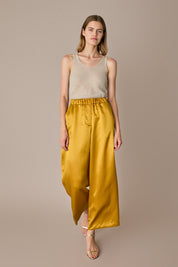 Pantaloni in seta con elastico in vita