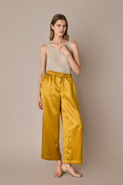 Pantaloni in seta con elastico in vita