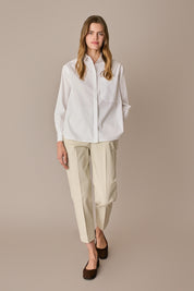 Pantaloni con piega in cotone elasticizzato