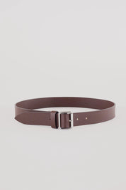 Leather belt with rectangular buckle