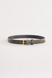 Thin rectangular buckle leather belt