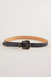 Belt with leather covered buckle