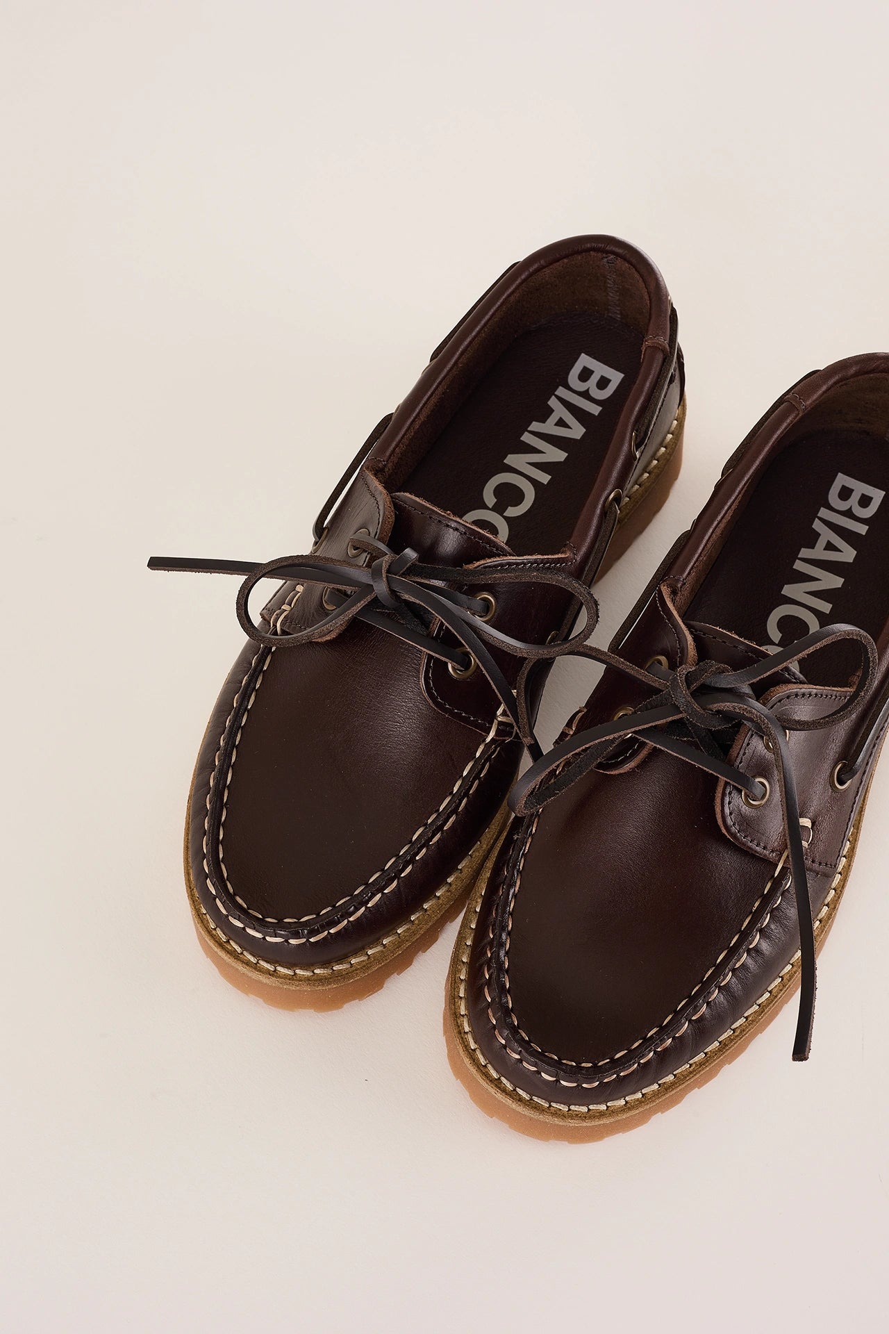 Rubber-soled boat shoes – Bianco