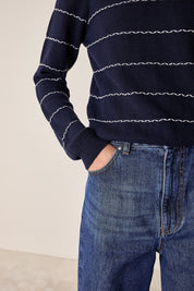 Striped crew neck sweater