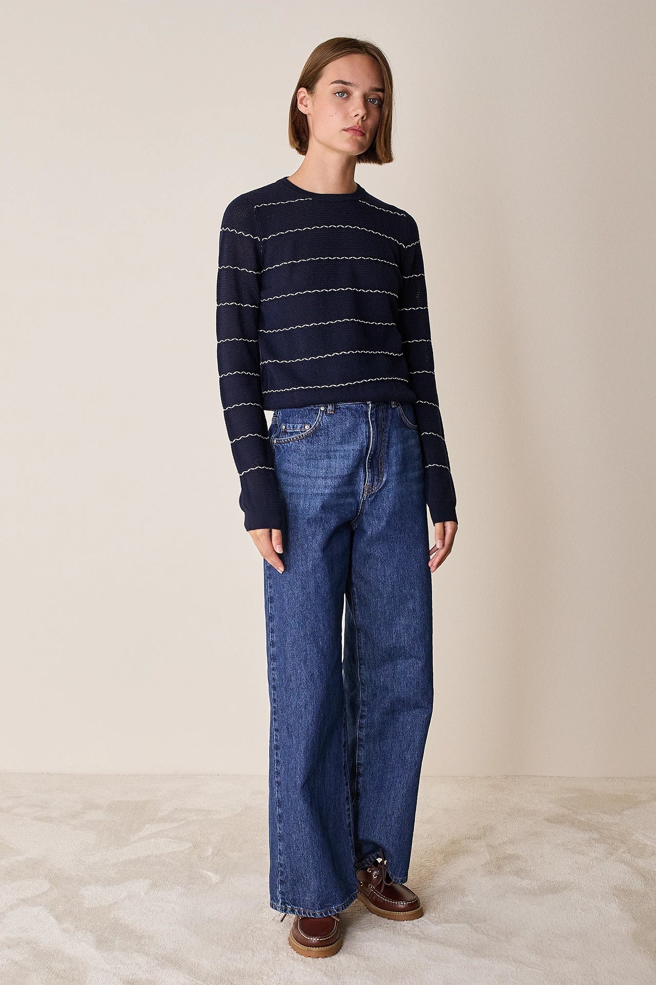 Striped crew neck sweater