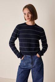 Striped crew neck sweater