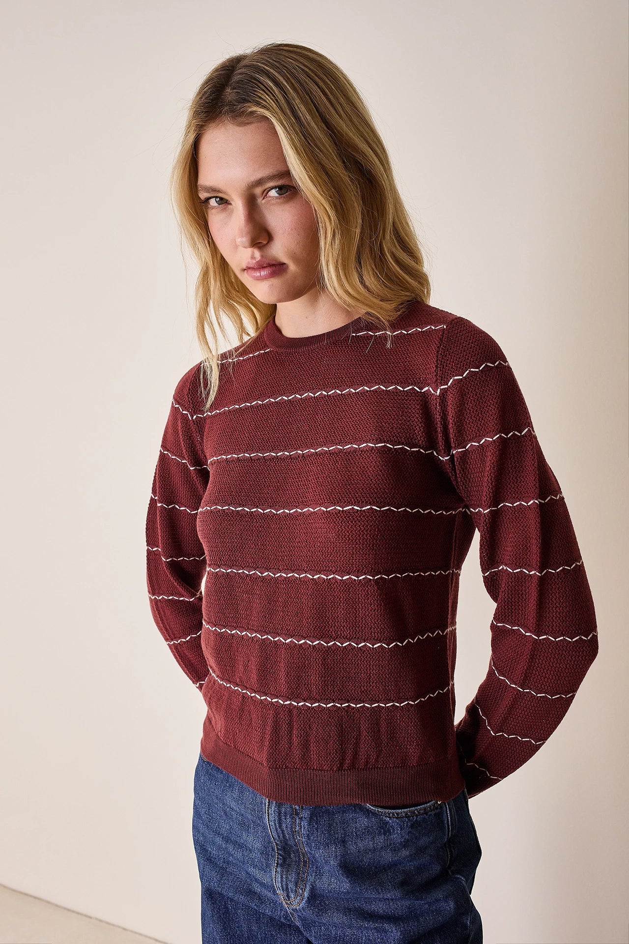 Striped crew neck sweater