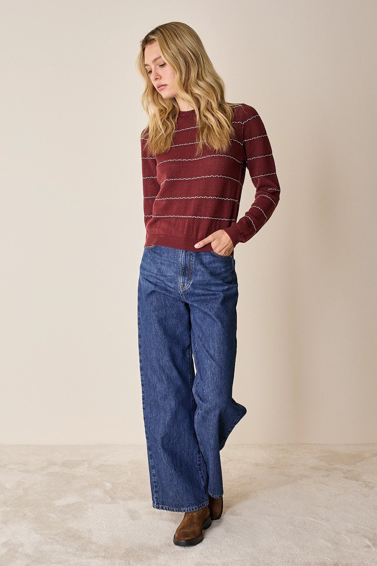 Striped crew neck sweater