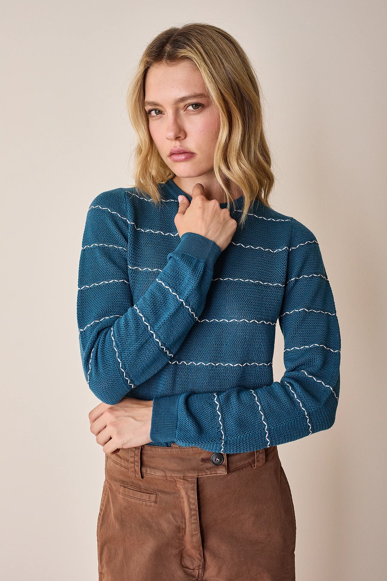 Striped crew neck sweater