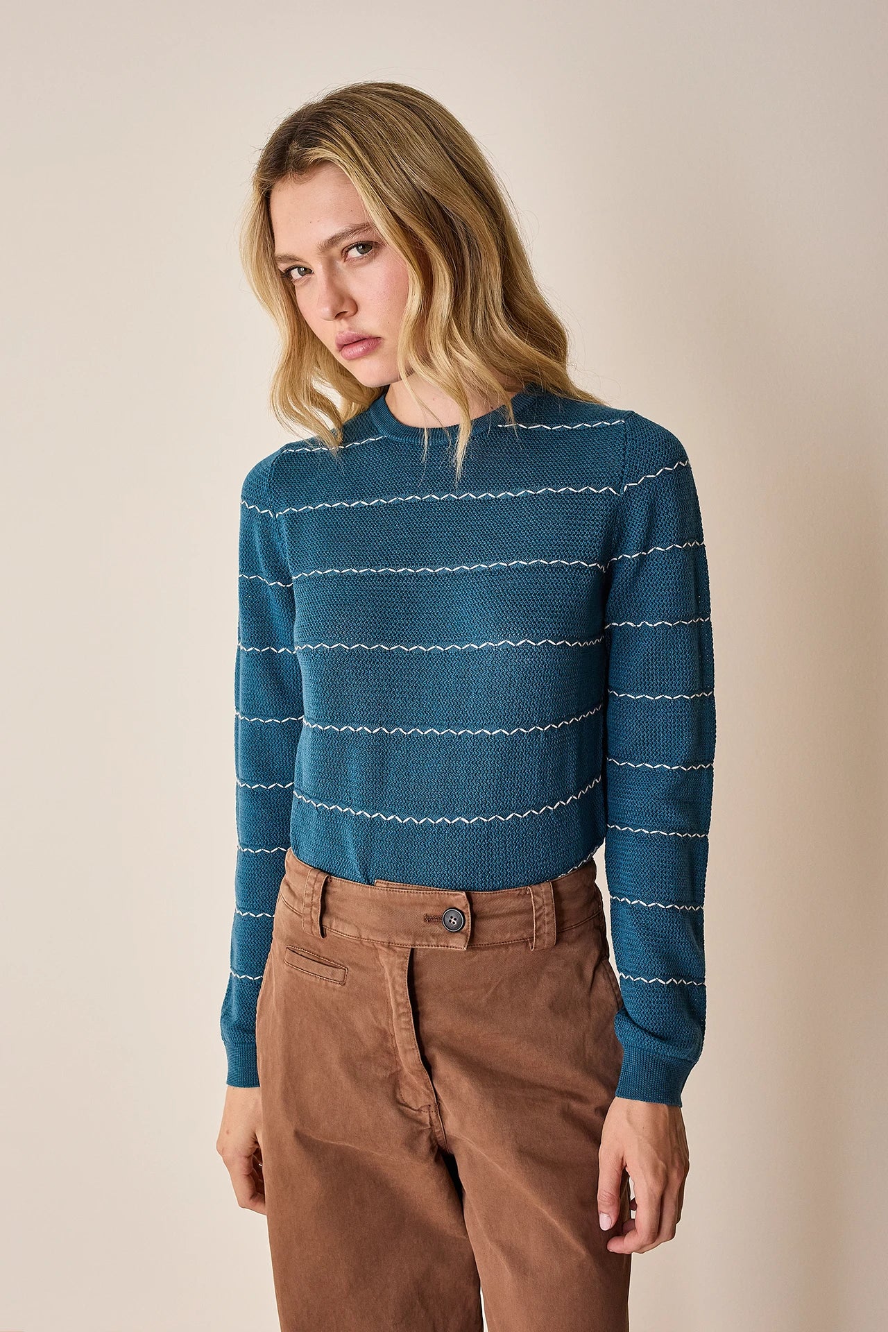Striped crew neck sweater