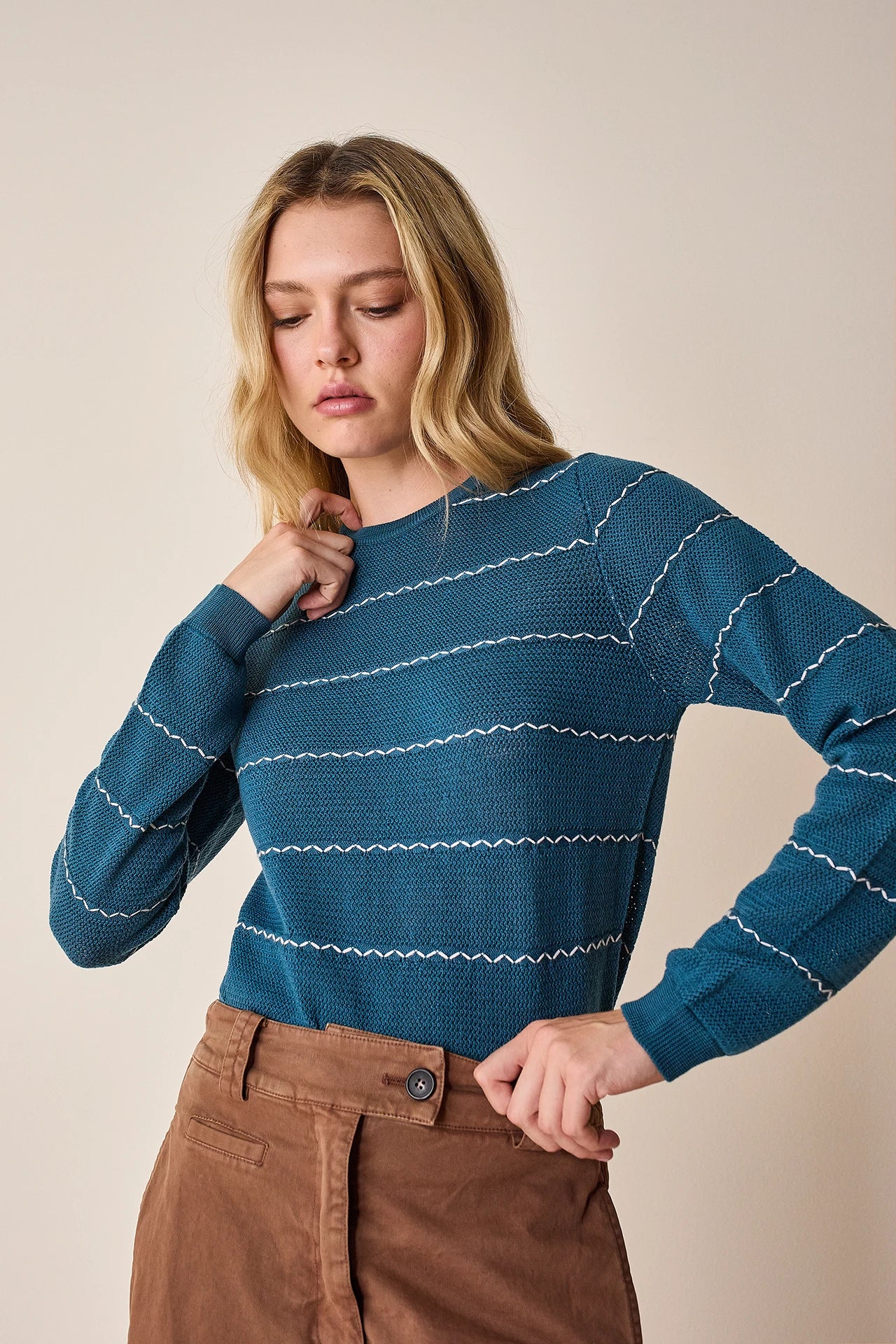 Striped crew neck sweater