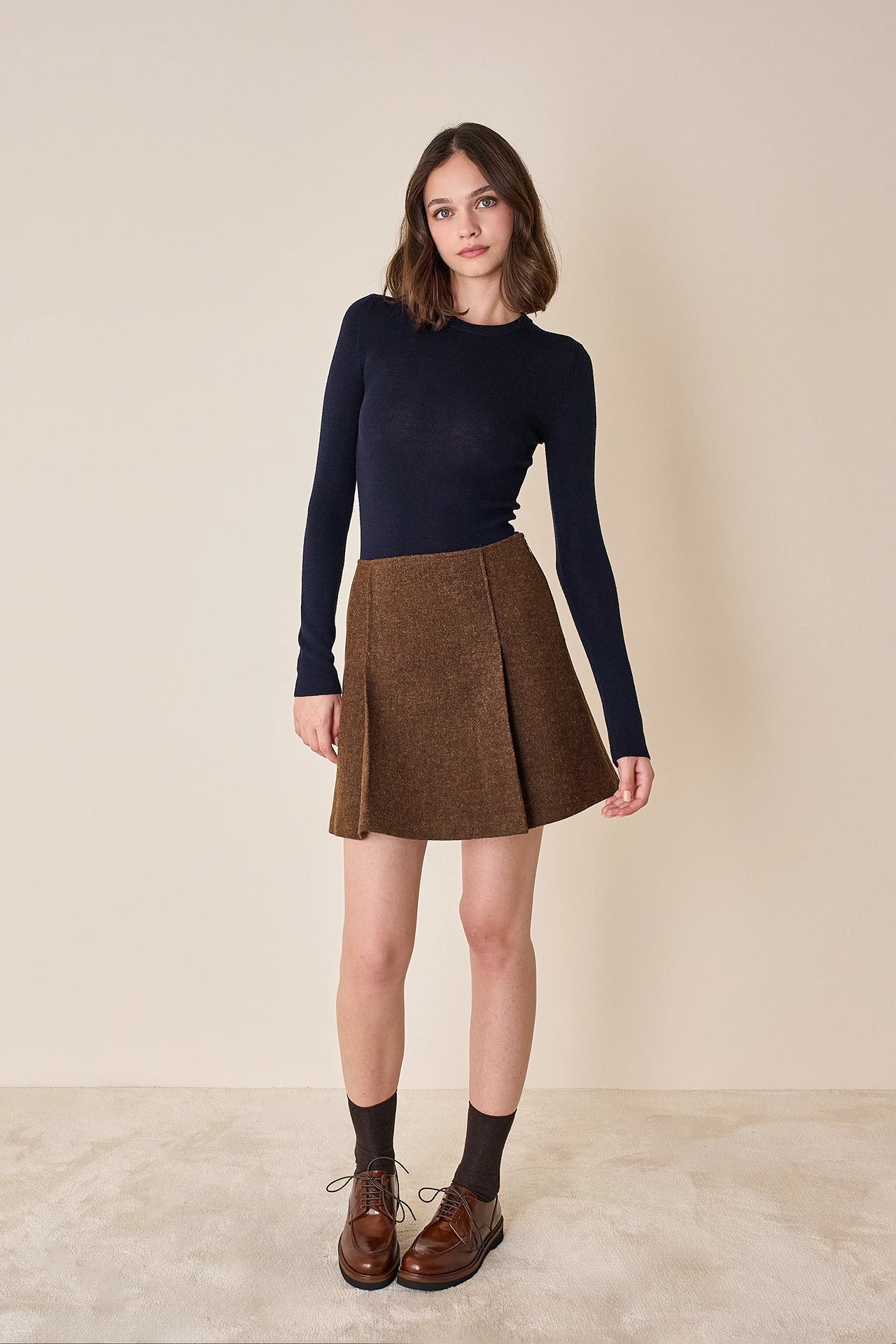 Crew neck sweater in extra-fine merino wool