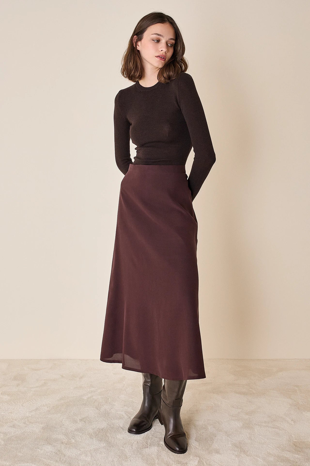 Crew neck sweater in extra-fine merino wool