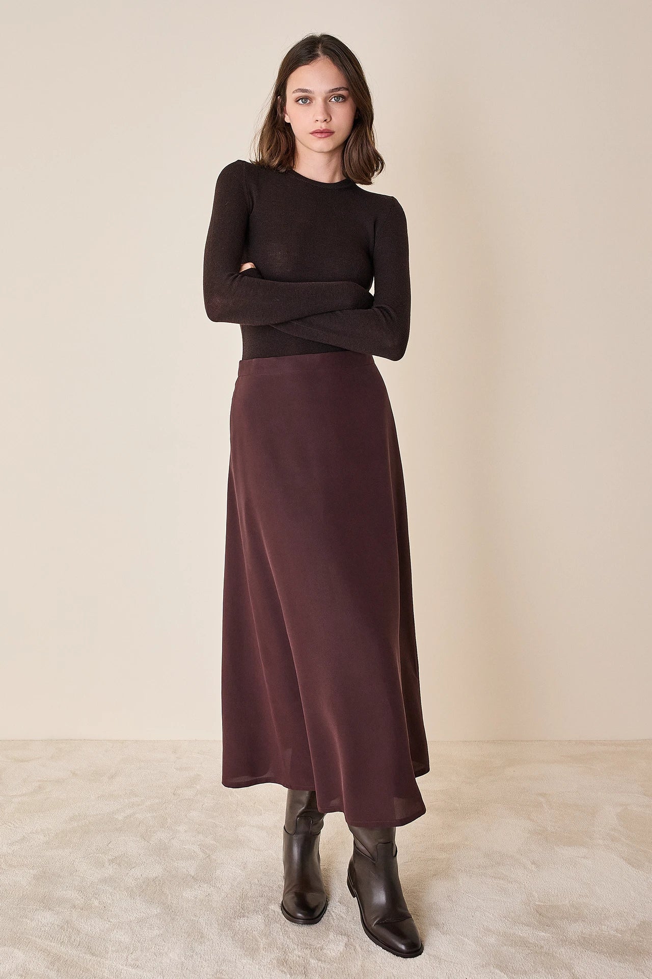 Crew neck sweater in extra-fine merino wool