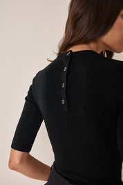 Short-sleeved wool crewneck 